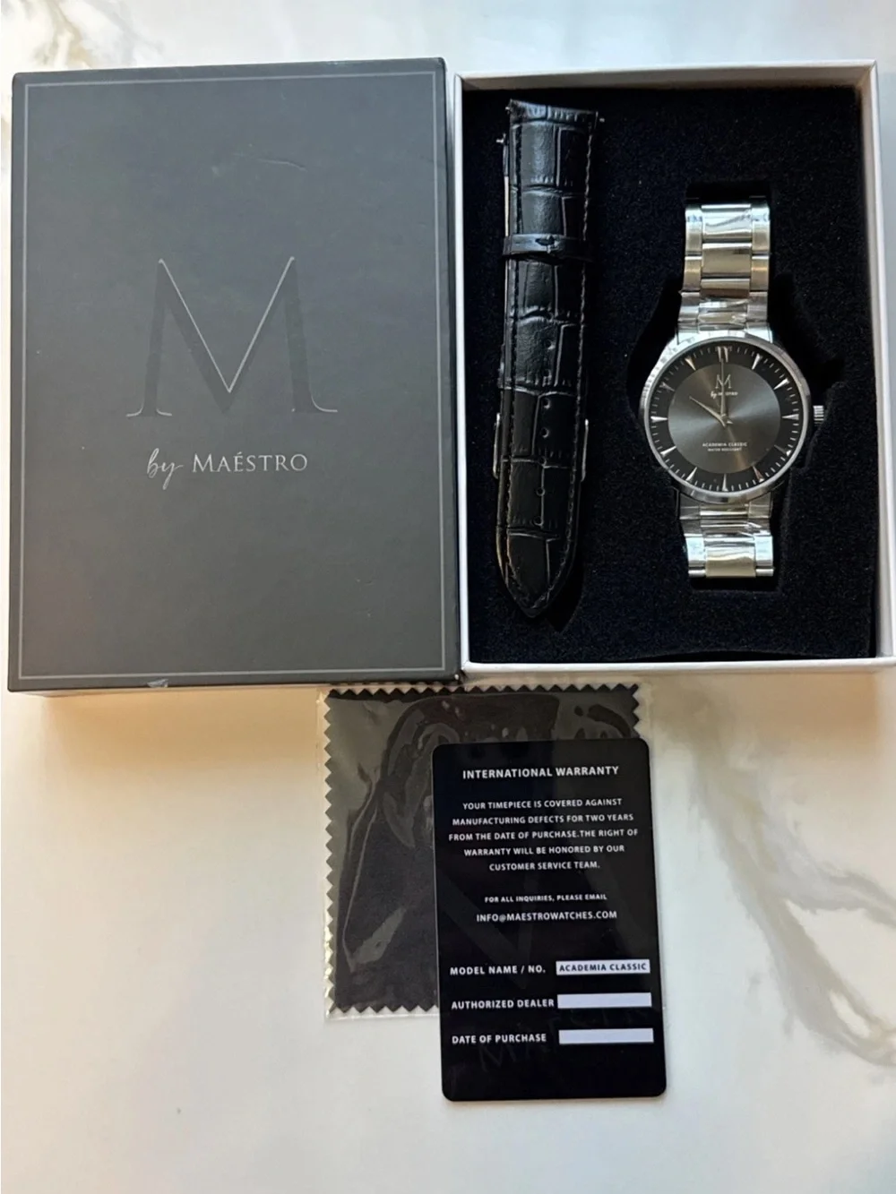 M by Maestro Stainless Steel Men's Watch - Black Dial